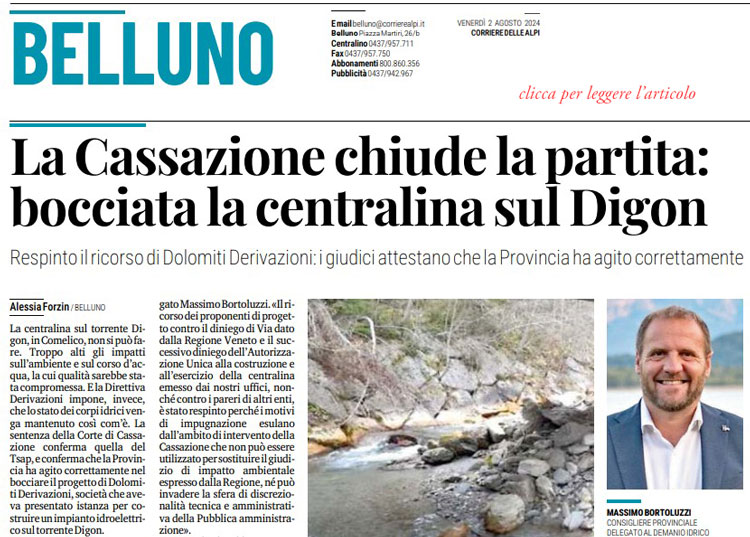 CdA La Cassazione boccia la centralina sul Digon